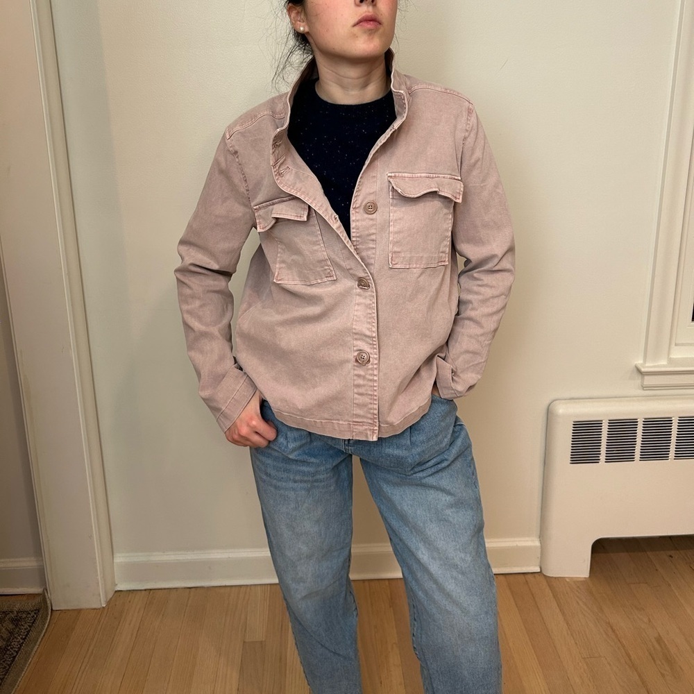 CASLON Nordstrom Twill pale pink shacket jacket size M